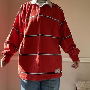 Red and white striped rugby shirt
